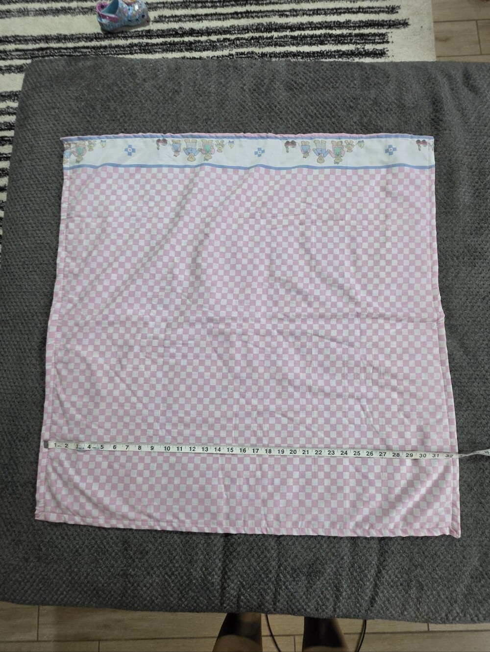 Handcrafted Pink Gingham Minky Teddy Bear Baby Blanket